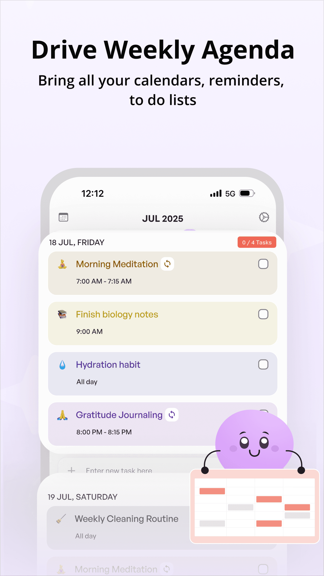 MightyWeek home page with weekly schedule